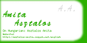 anita asztalos business card